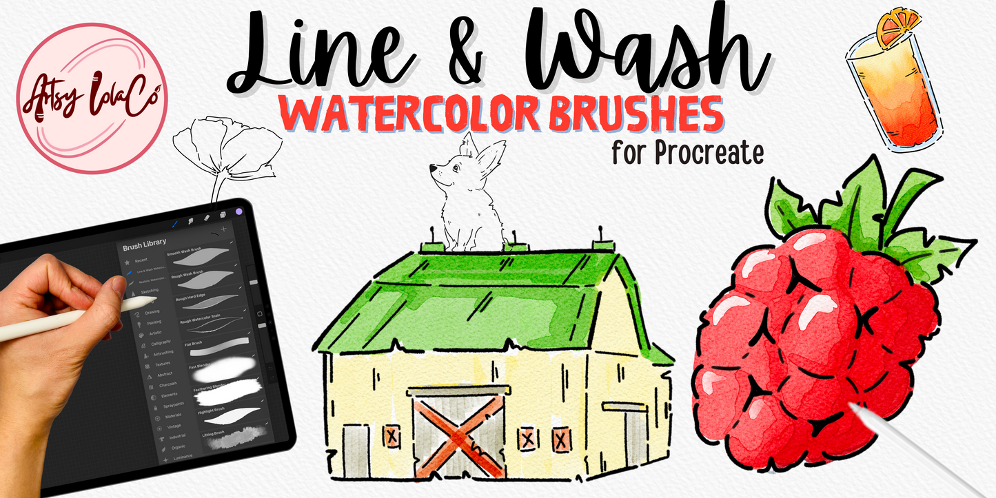 Line & Wash Digital Watercolor Brushset