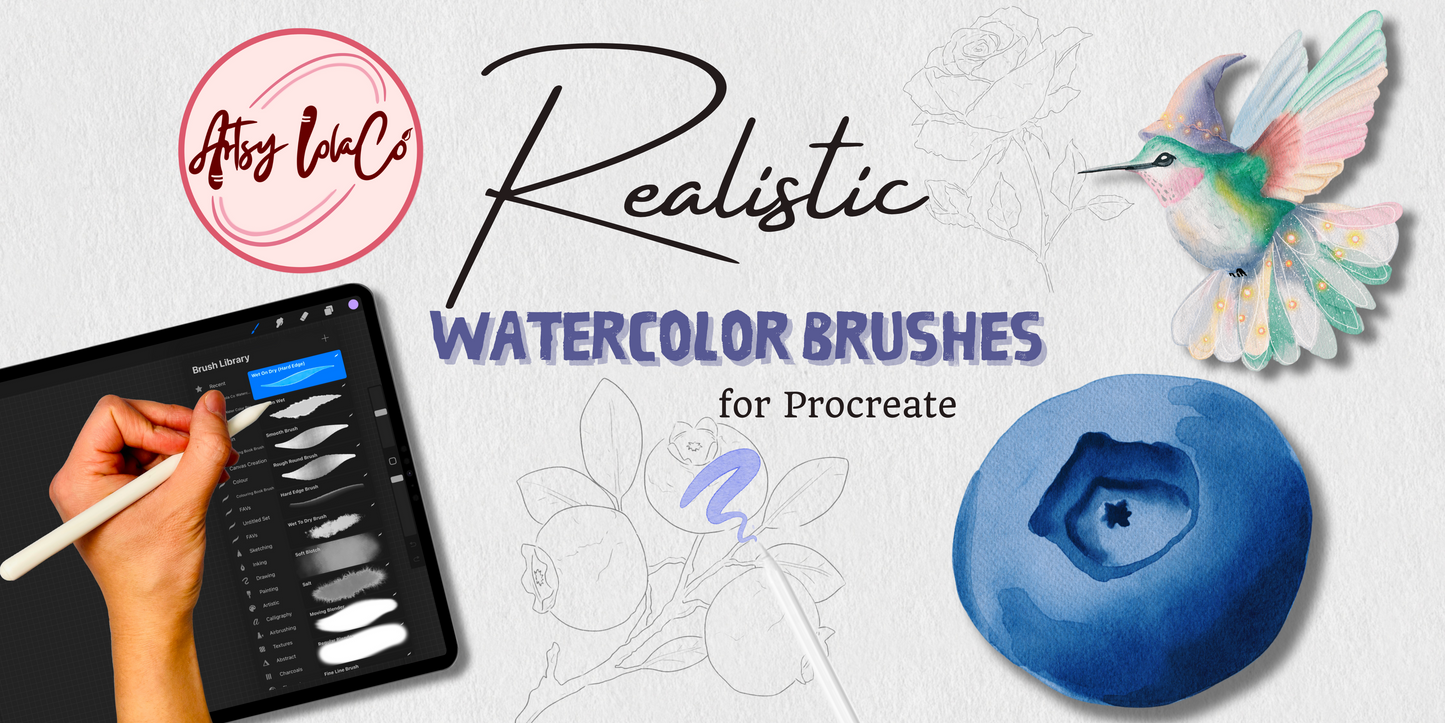 Realistic Digital Watercolor Brush Set